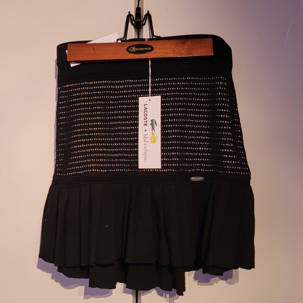 Bnwt Lacoste + Malandrino Black Crochet Pleated Skirt